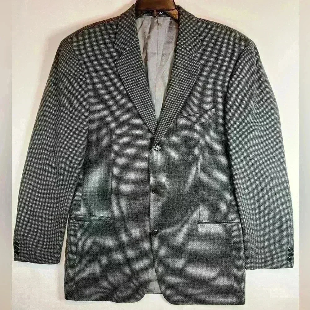 Hugo Boss Einstein sports coat jacket blazer size 42L black gray‎ tic modern fit